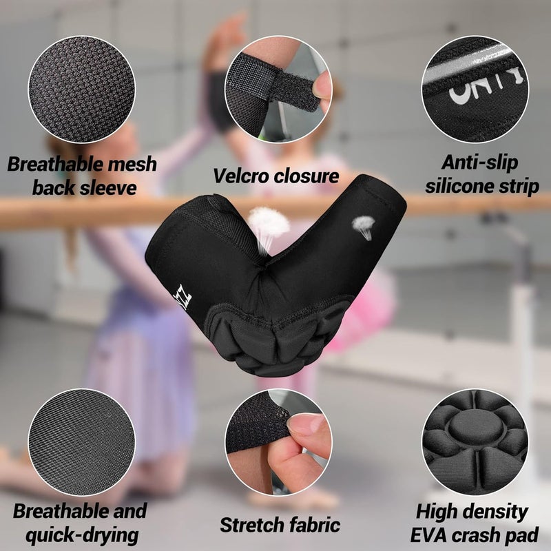 ONTYZZ 1 Pair Children's Elbow Pads Elbow Bandages Basketball Arm Warmers Goalkeeper Protective Shooter Sleeve for Football Basketball Volleyball Baseball Softball Tennis Cycling Outdoor, Size:M - Image 4